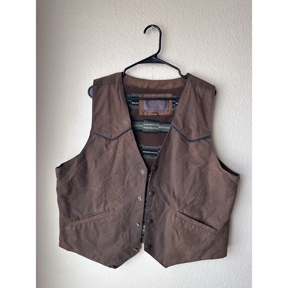 Outback Trading Overlander Oilskin Sherpa Lined Chore Pocket Vest Men’s Size L